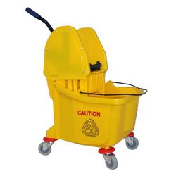 Quality Yellow Mop Bucket, 32L W/ DOWN PRESS WRINGER